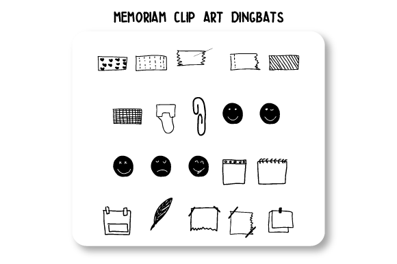 Memoriam Clip Art Typeface for Editorial Design